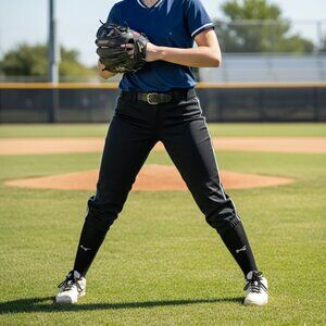 Easton Pro Elite Women's Softball Pants Black White Piping Size Large